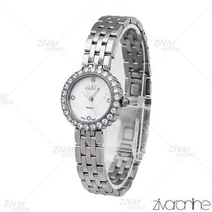 ساعت الکسا اسپشیال زنانه نقره ای دور نگین 106128