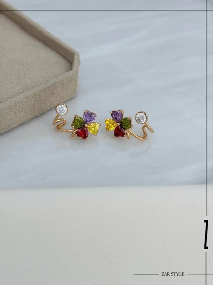 گوشواره ایرکافی گل و نگین
