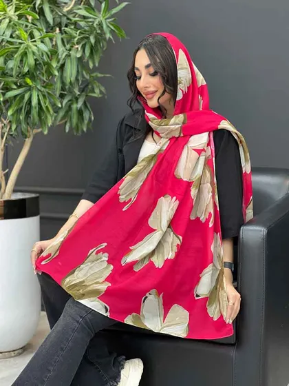 شال حریر نخ طرح گل
