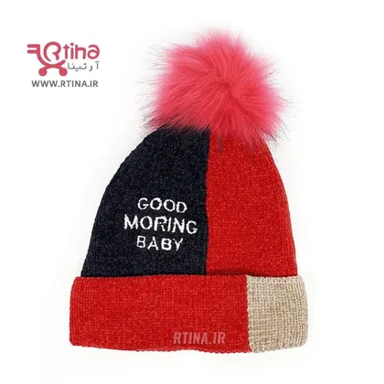 کلاه بافتنی بچگانه مخملی مدل good morning baby