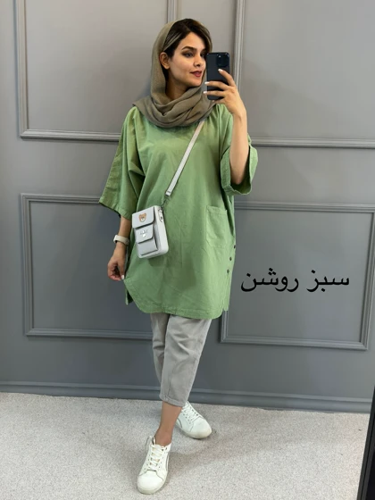 مانتو لینن بغل ( دکمه دارای ایراد جزیی)