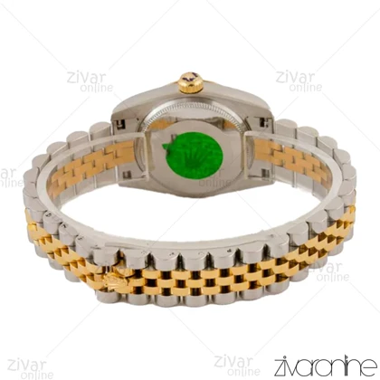 ساعت رولکس دیت جاست زنانه دورنگ طلایی صفحه نگین اعداد رومی 105114