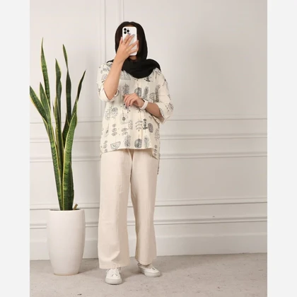 تونیک زنانه لینن طرح برگ