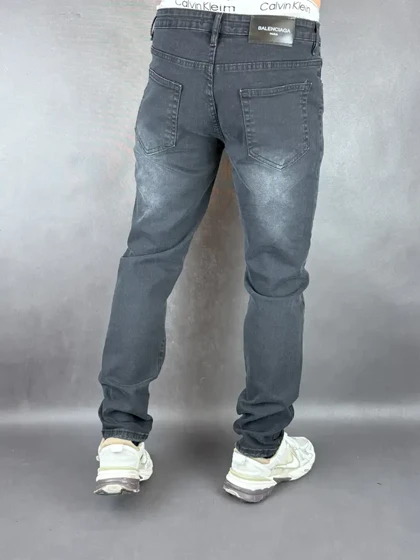 شلوار اسلیم فیت مردانه ذغالی ساده 128