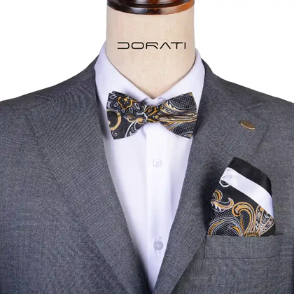 ست پاپیون و پوشت مشکی ترمه 7155