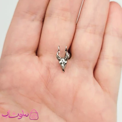 پیرسینگ گوش استیل مدل بز کوهی نقره ای رنگ کد 100