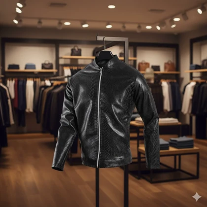 کاپشن چرم طرح پوست مار ساده مردانه مدل Yasan ویژه