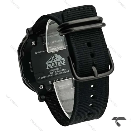 ساعت پروترک مردانه فول مشکی بند برزنتی Protrek-10160-G