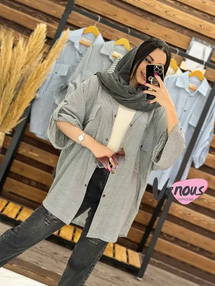 مانتو جیب پاکتی راه راه