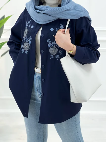 مانتو کتان گلدوزی سلین