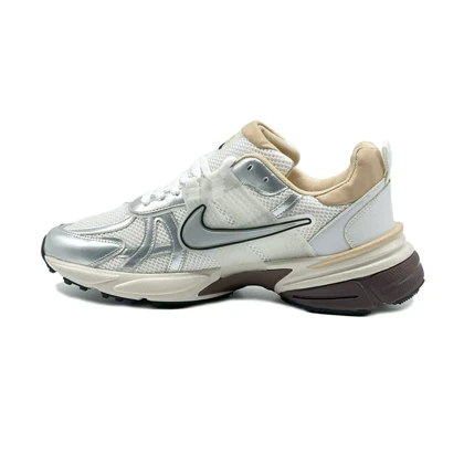 کتانی اسپرت مردانه و زنانه مدل نایک کوشلون NIKE V2K رنگ سفید نقره ای کرم