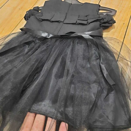 پیراهن دخترانه مشکی توردار مجلسی