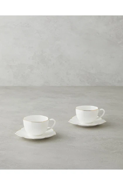 سرویس فنجان قهوه دو نفره English Home مدل Pure Poem Bone China - سفید-طلایی