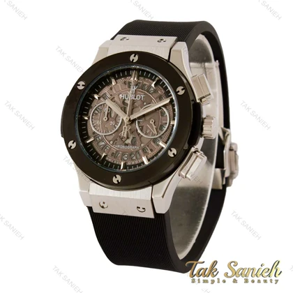ساعت هابلوت زنانه سه موتوره سیلور مشکی صفحه اسکلتون Hublot-5457-L