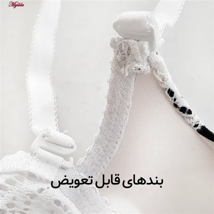 ست شورت و سوتین زنانه مدل پوش آپ فنردار کاپ اسفنجی بند متحرک رنگ سفید پانیذ
