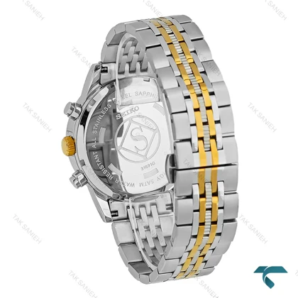 ساعت مچی سیکو مردانه سه موتوره دورنگ طلایی صفحه سفید Seiko-8743-G