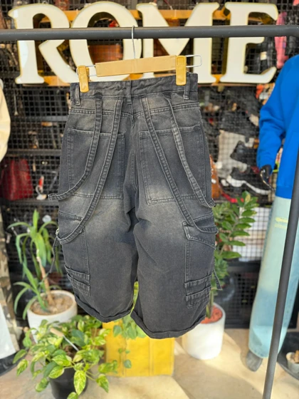 شلوارک بگ شش جیب ذغالی