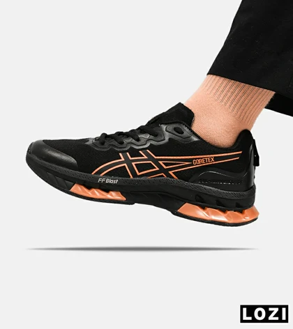 کفش کتانی مردانه مشکی نارنجی ASICS GORETEX
