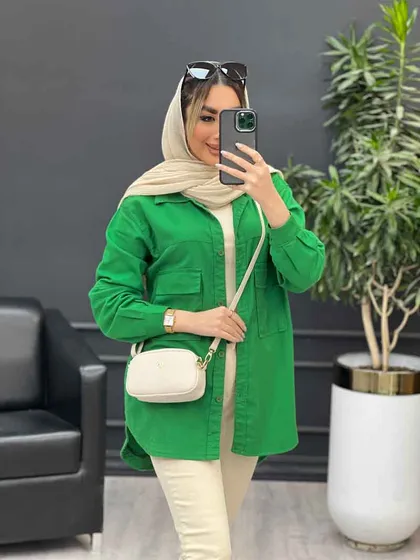 مانتو آستین برش‌دار دو جیب