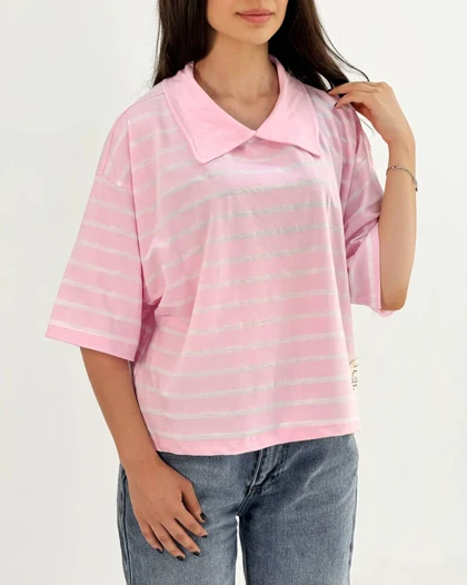 پلوشرت راه راه نخ پنبه دخترانه/آراسز