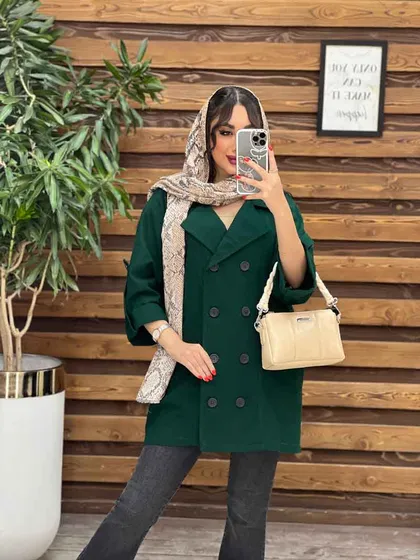 مانتو لینن هشت دکمه آستین پاگن