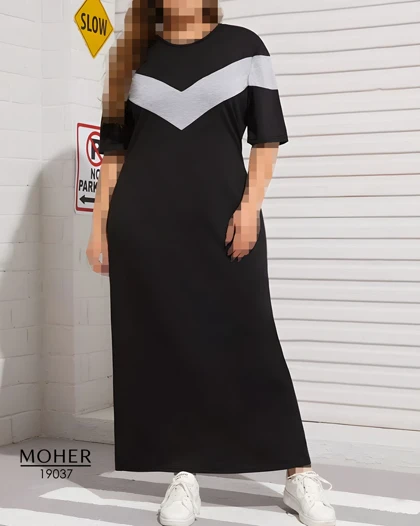 پیراهن راحتی ماکسی سایز بزرگ مشکی