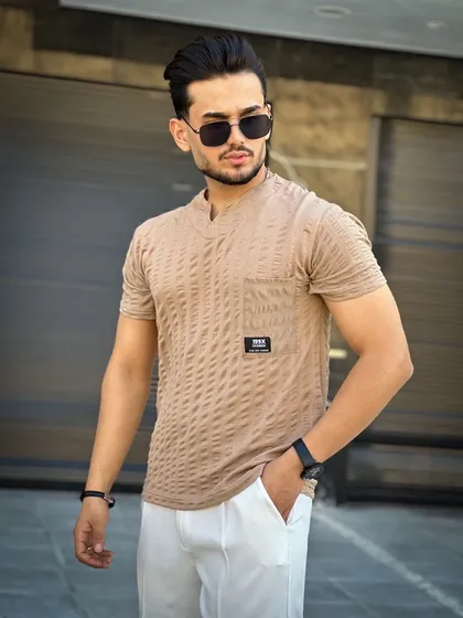 تیشرت یقه کوبایی ساده جدید