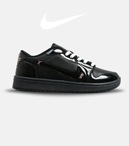 کفش کتانی مردانه و زنانه مشکی ورنی NIKE jordan 1 مدل 6212