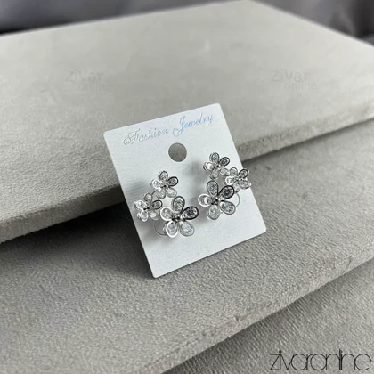 گوشواره زنانه مدل گل نگین کریستالی 20376