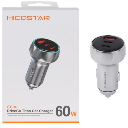 شارژر فندکی فست شارژ هایکو استار HICOSTAR مدل HS-CC90 توان 45 وات