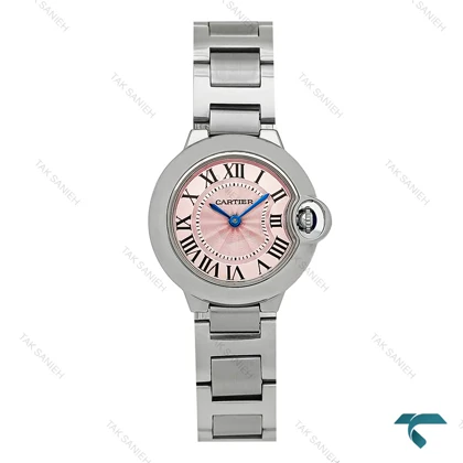 ساعت کارتیه بالن بلو نقره ای صفحه صورتی اسمال Cartier-8156-L