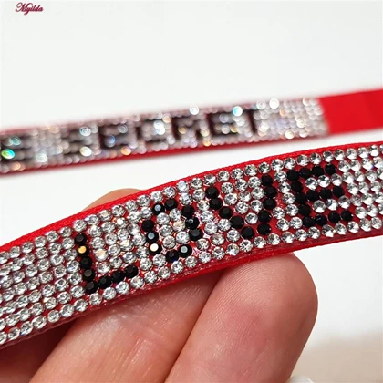 بند سوتین Love Secret قرمز مدل نگین چسبی براق بست فلزی