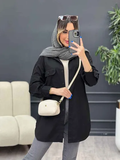 مانتو جین رنگی آستین دو دکمه