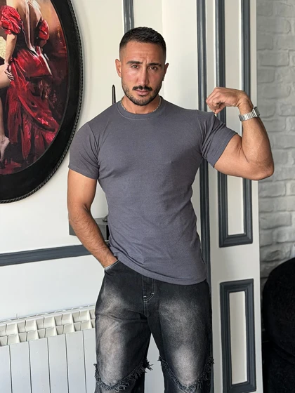 تیشرت ورزشی Fit-shert کبریتی طوسی تیره