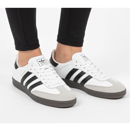 کفش کتانی دخترانه سامبا سفید مشکی