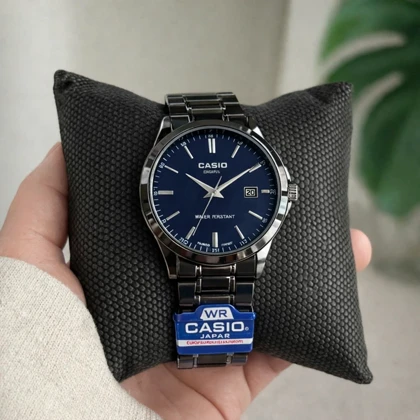 ساعت مچی مردانه کاسیو ترند کلاسیک خط سیلور صفحه آبی تیره