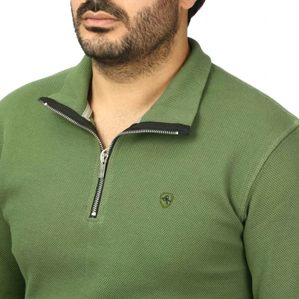 بلوز نیم زیپ بیسکوییتی مردانه سیزر مدل 15101058