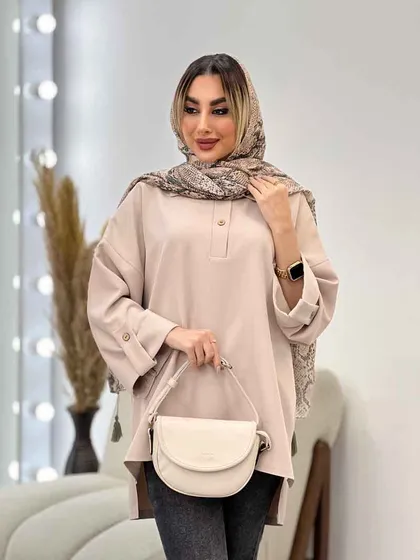 مانتو جلو بسته آستین پاگن