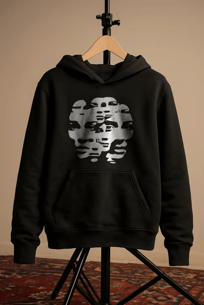 هودی مشکی اسپرت طرح چهره 2 - فواصل