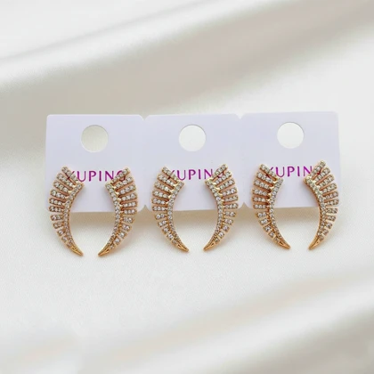 گوشواره ژوپینگ طرح بادبزنی (کمان) تمام نگین