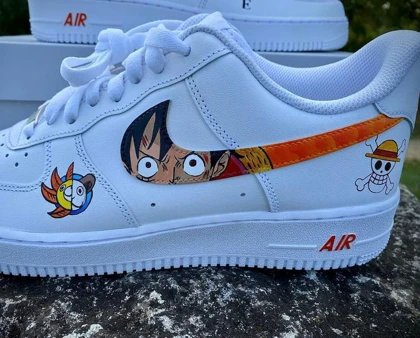 کفش اسپرت کاستوم کتانی با طرح one piece نایک nike ایرفورس air force کد 56708