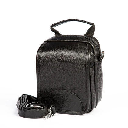 کیف دوشی مردانه چرم طبیعی دلناز چرم (طرح فلوتر - رنگ مشکی)