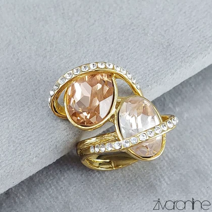 انگشتر جواهری نگین‌دار با سنگ سواروسکی 30100