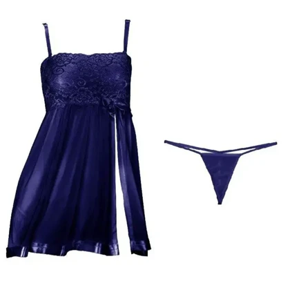 لباس خواب بغل چاک‌دار رنگ سرمه ای