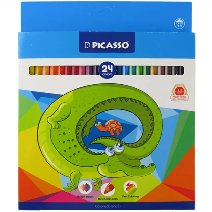 مداد رنگی 24 رنگ پیکاسو Picasso مدل GOL-24-C طرح موش و تمساح