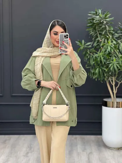 مانتو لینن جیب کج پشت پاگن