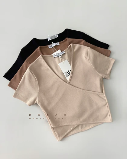 کراپ تیشرت چپ و راستی ZARA
