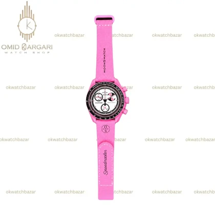 ساعت مچی امگا سواچ بند رابر ماموریت به ماه صورتی Omega x Swatch Mision to the Pink Moonphase Rubber