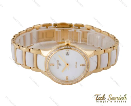ساعت سیتیزن VIP زنانه سرامیکی سفید طلایی Citizen-4010-L