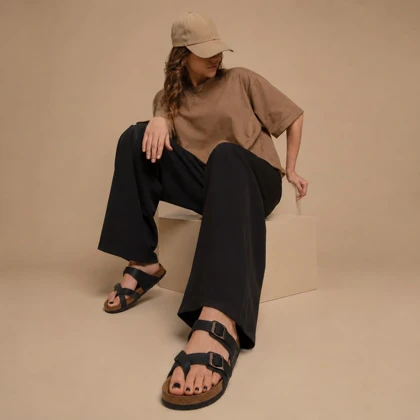 صندل زنانه برکین شصتی_مشکی کد 2383